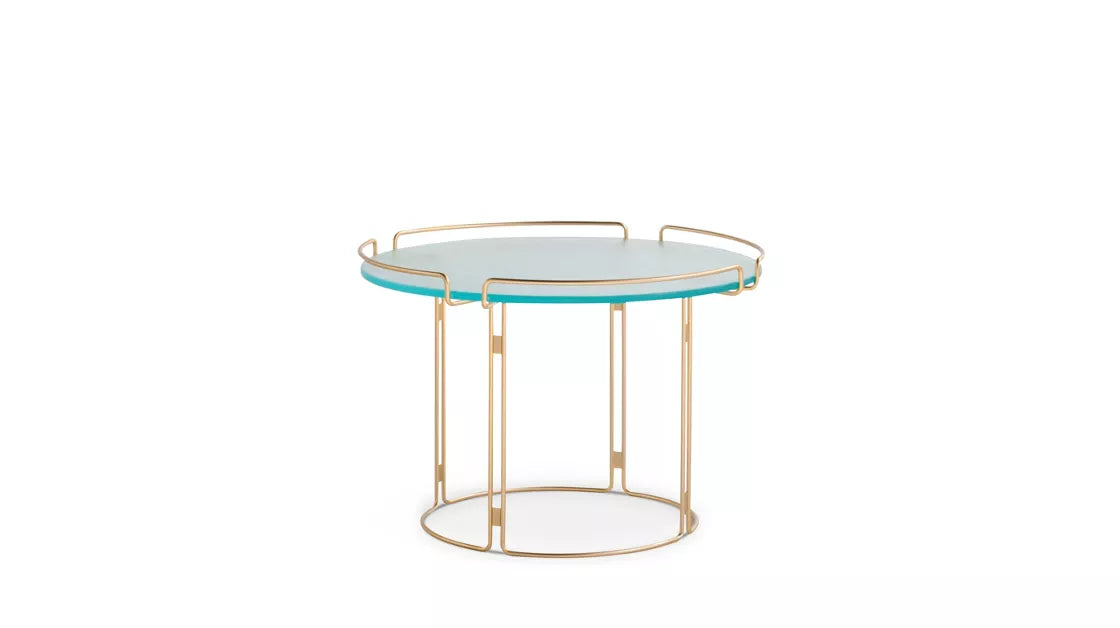 bijou | end table - matte gold - antique glass