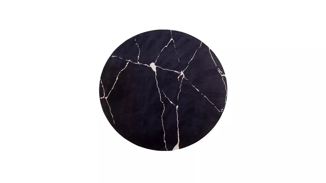 kintsugi | Round Black and Beige Rug
