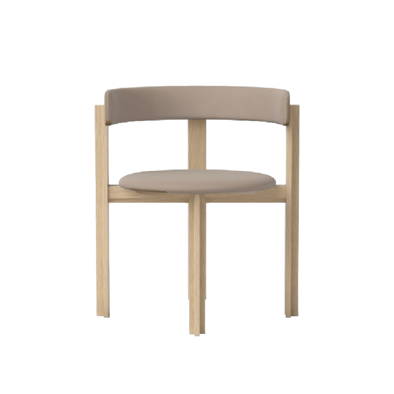 PRINCIPAL DINING CHAIR - WHITE OAK / LEATHER 2 LIGHT GREY - view 1