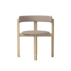PRINCIPAL DINING CHAIR - WHITE OAK / LEATHER 2 LIGHT GREY - view 1