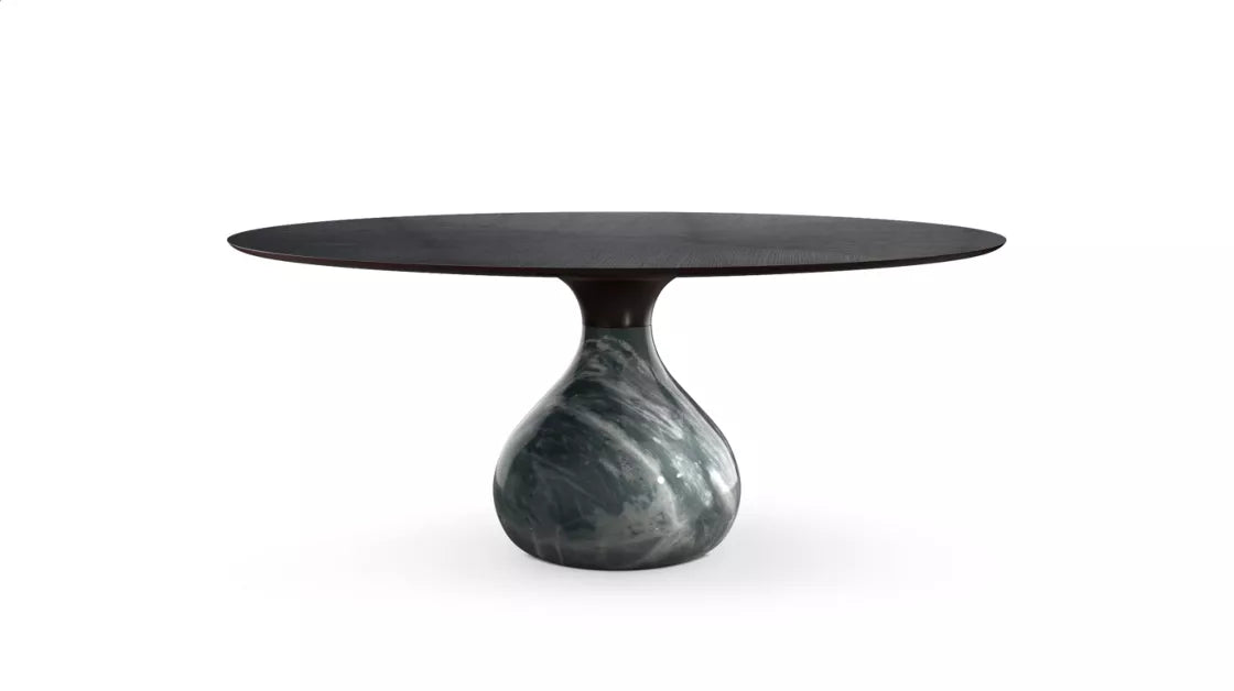 aqua | round dining table - glossy bardiglio