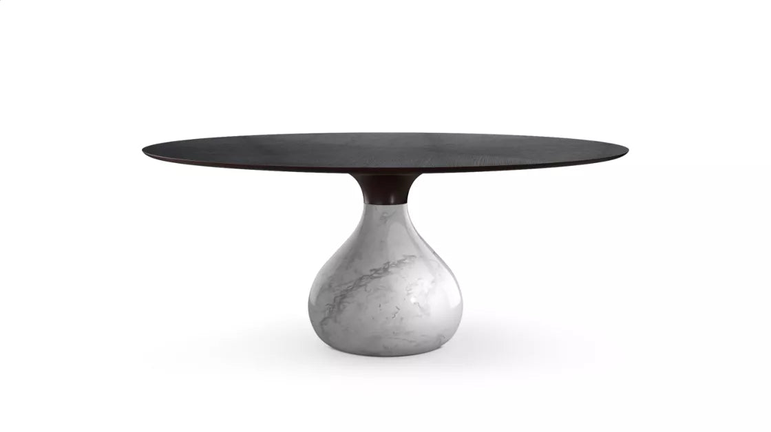 aqua | round dining table - glossy carrare
