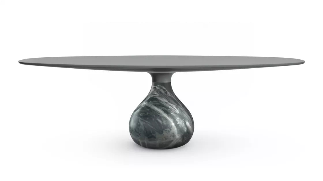 aqua | oval dining table - matte bardiglio