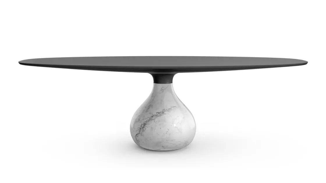 aqua | oval dining table - glossy carrare