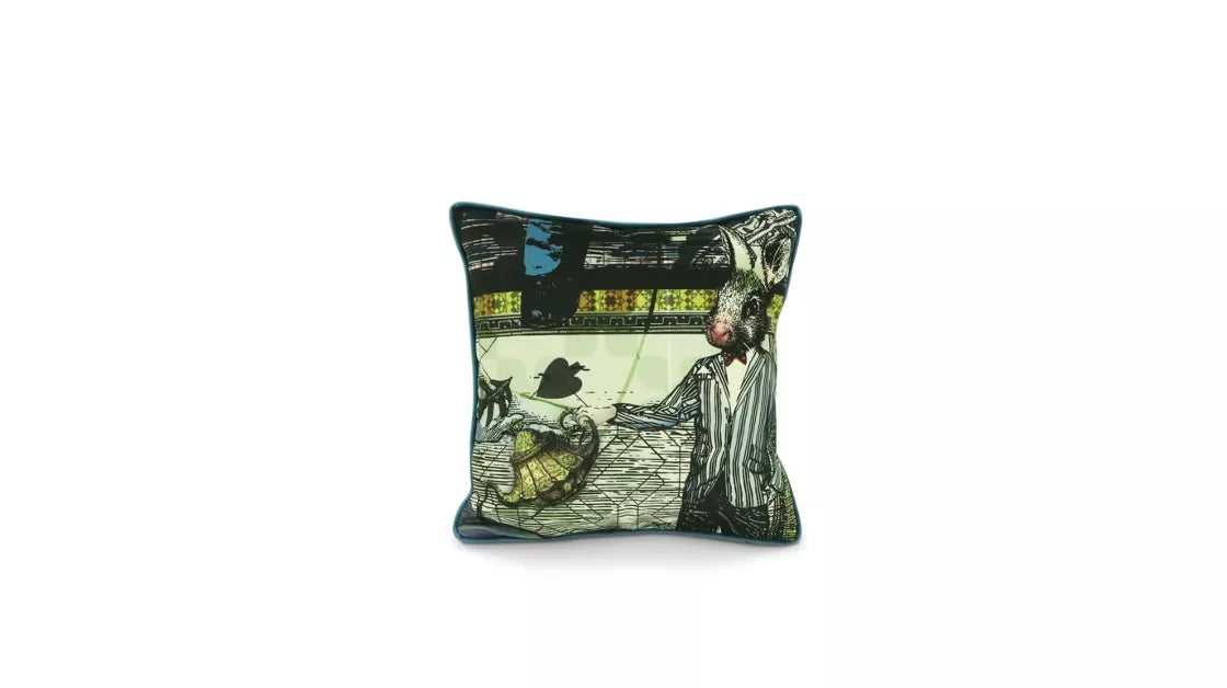 globe trotter | Rainbow Rabbit cushion
