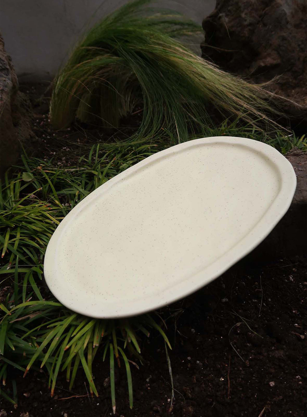 Ceramic sand oval plate