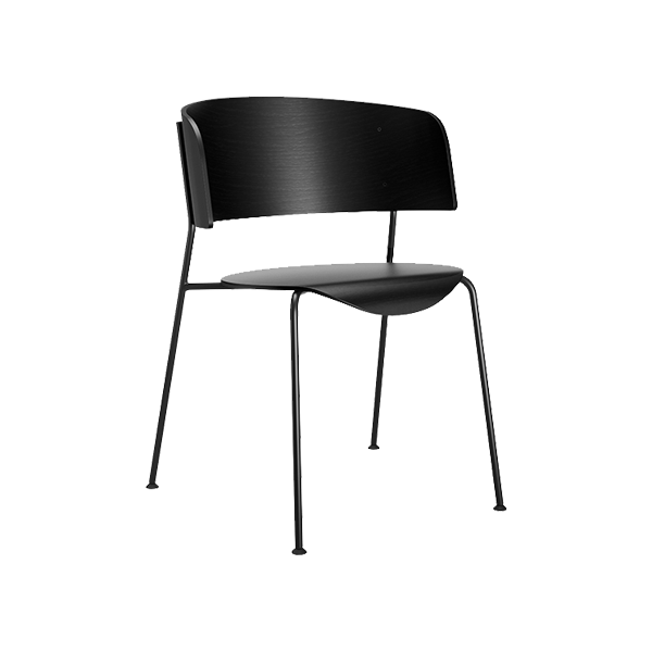 Wagner Armrest Chair-Oak Lacquered Black - view 1