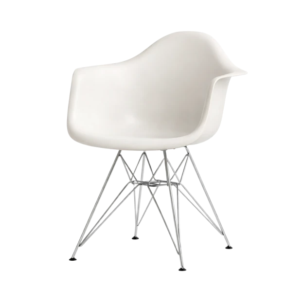 eames molded plastic armchair white-chrome wire base - view 1