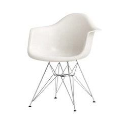 eames molded plastic armchair white-chrome wire base - view 1