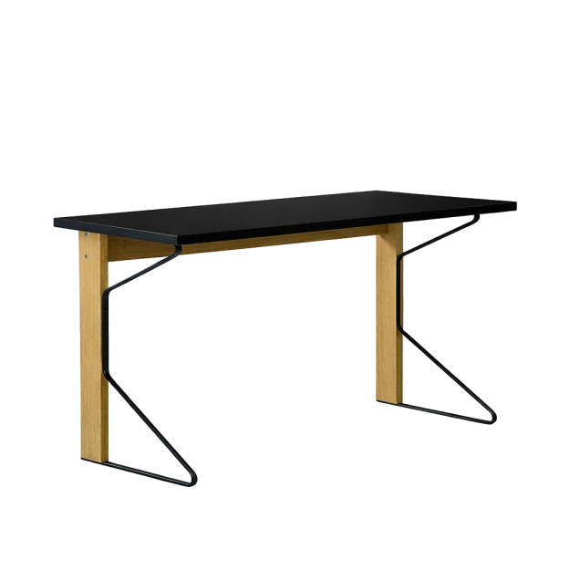 Reb005 kaari desk 150x65X75 HPL black high gloss-natural oak - view 1