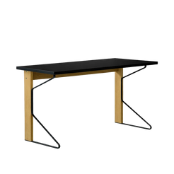 Reb005 kaari desk 150x65X75 HPL black high gloss-natural oak - view 1