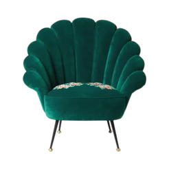 velvet armchair with embroidered flowers - view 1
