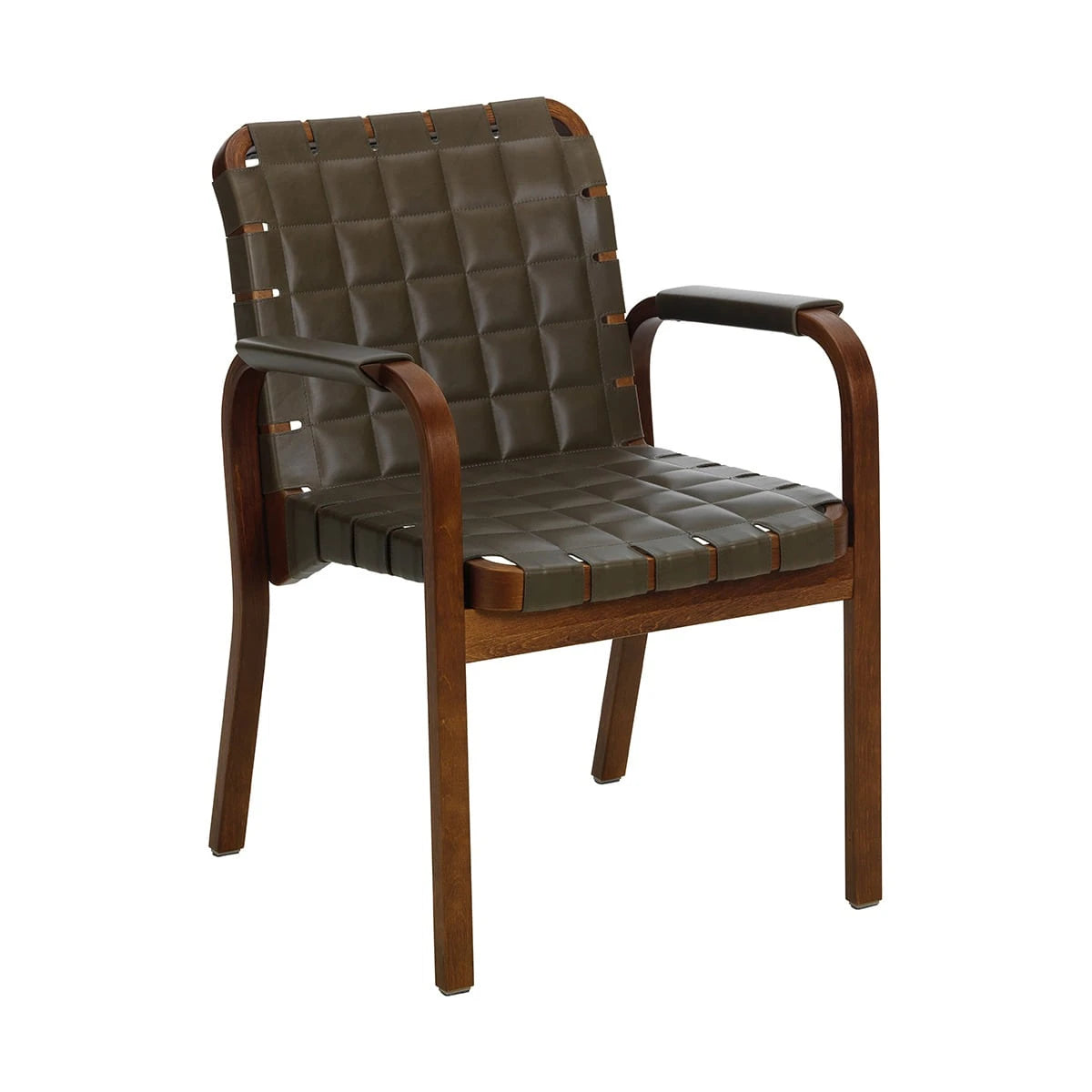 armchair 45 walnut stained Leather Envy olive - view 1