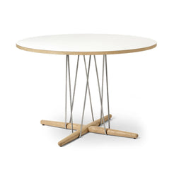 E020 Laminate Oak Oil Stainless Steel White Dining Table - view 1