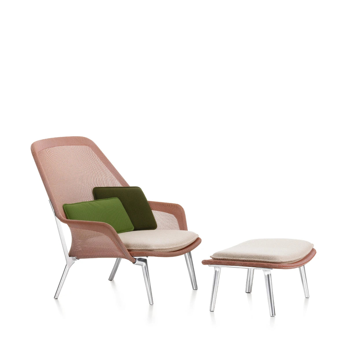Slow Chair With Ottoman Red Cream Polished - view 1