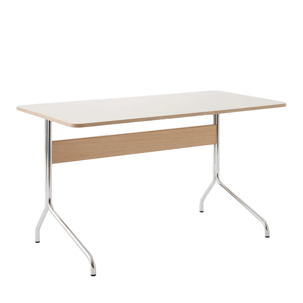 Pavilion Desk AV16 Mushroom Linoleum-Lacquered Oak-Chrome - view 1