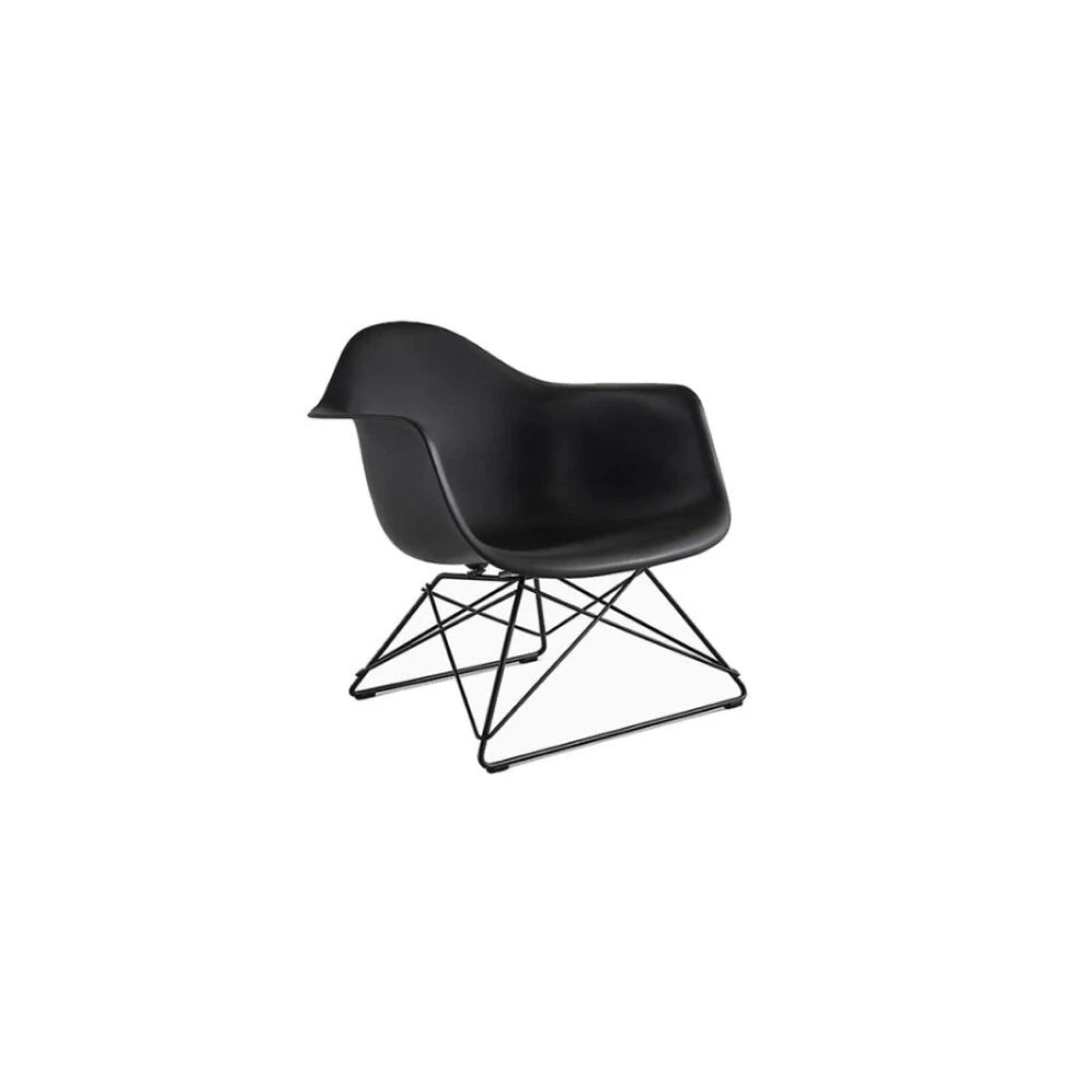 Eames Molded Plastic Armchair, Low Wire Base - Black Shell / Black Base - view 1