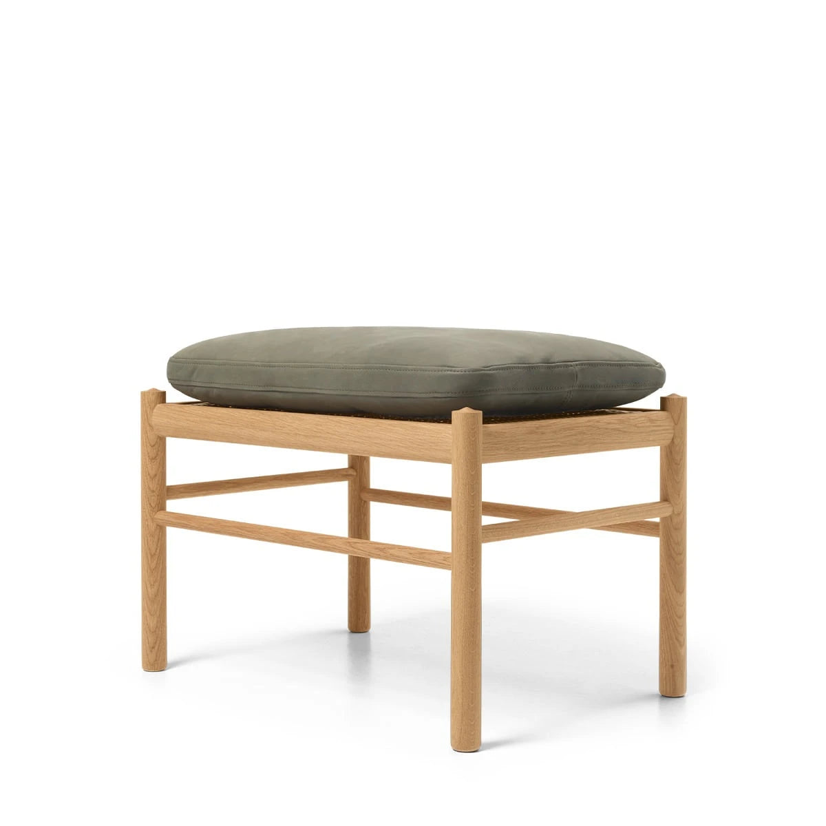 OW149F Colonial Footstool Oak Oil Sorensen Leather - view 1