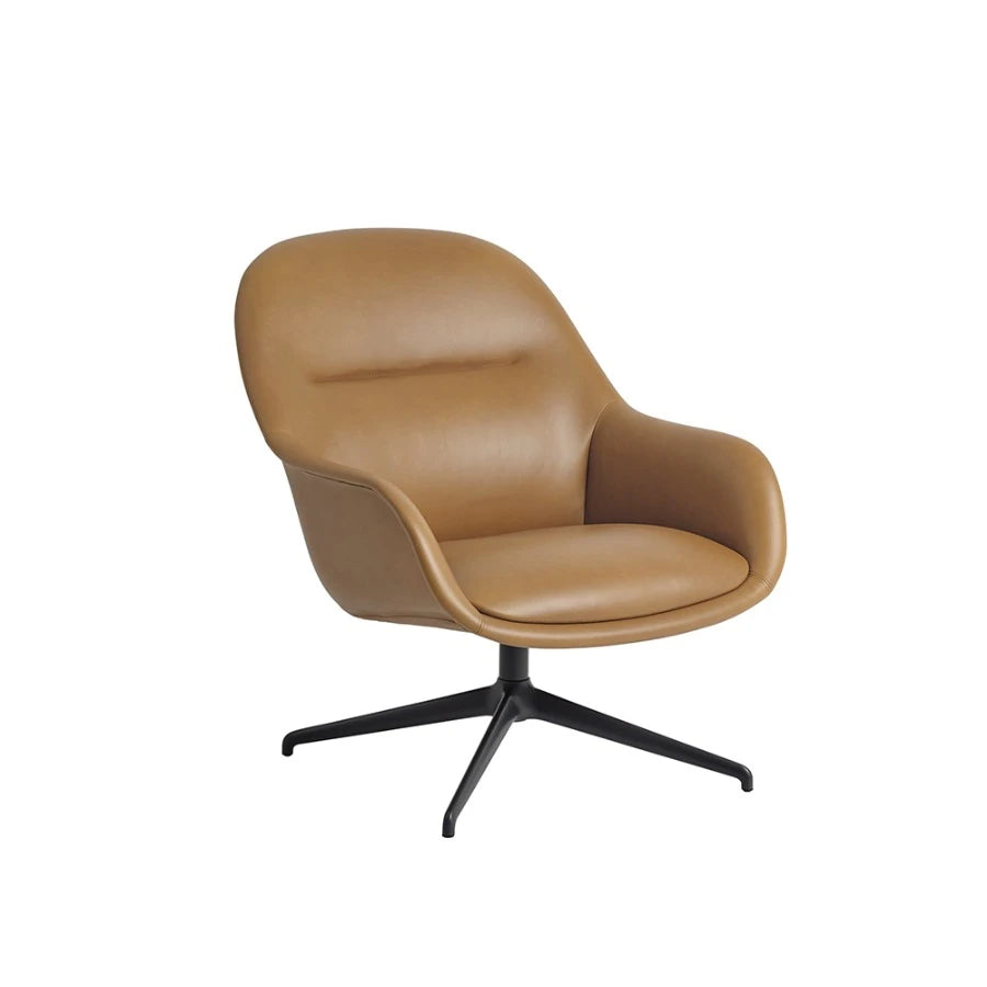 Fiber Lounge Armchair Swivel Black/Refine Leather Cognac - view 1