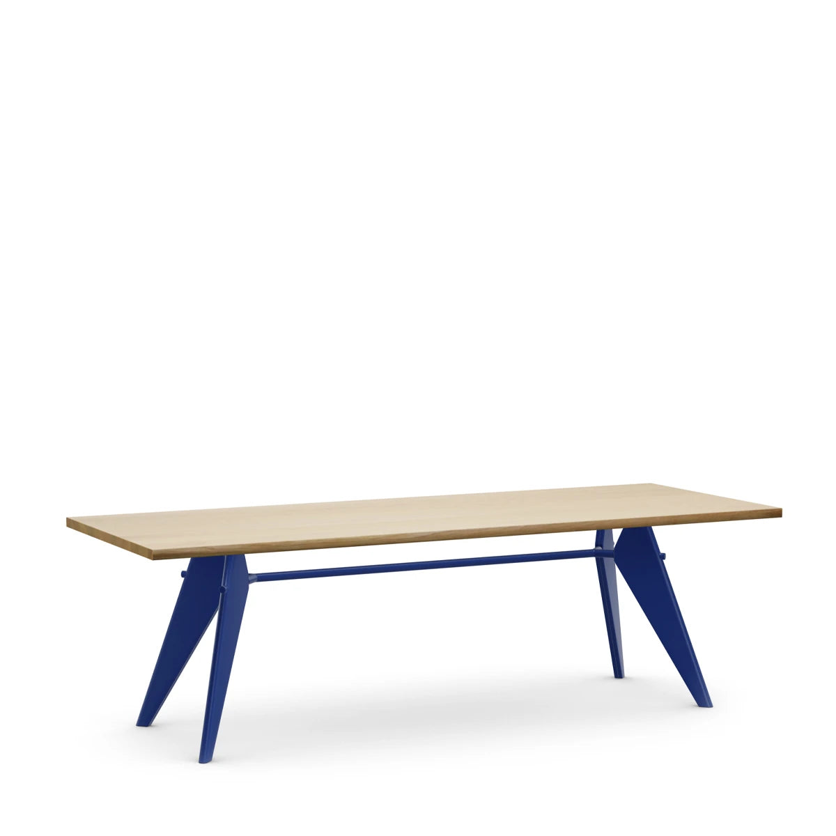 EM Table 240 x 90 Natural Solid Oak-Prouve Bleu Marcoule - view 1