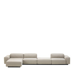 Soft Modular Sofa 4-Seater with Chaise Longue Fabric Laser RE Warm Grey-Cream - view 1