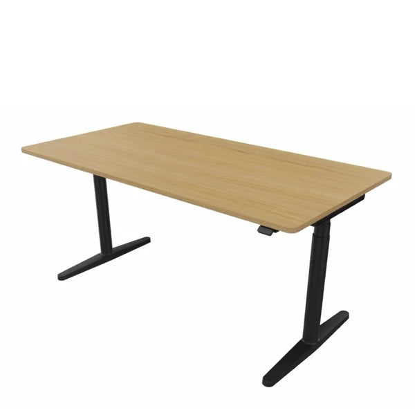 Tyde 2 1600 x 800 Oak Veneer Deep Black Motion Desk - view 1
