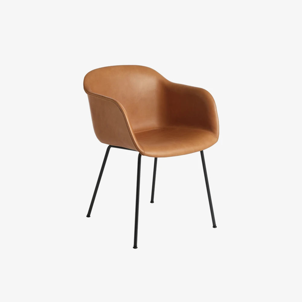 Fiber Armchair Tube Base Dusty Refine Cognac/Black - view 1