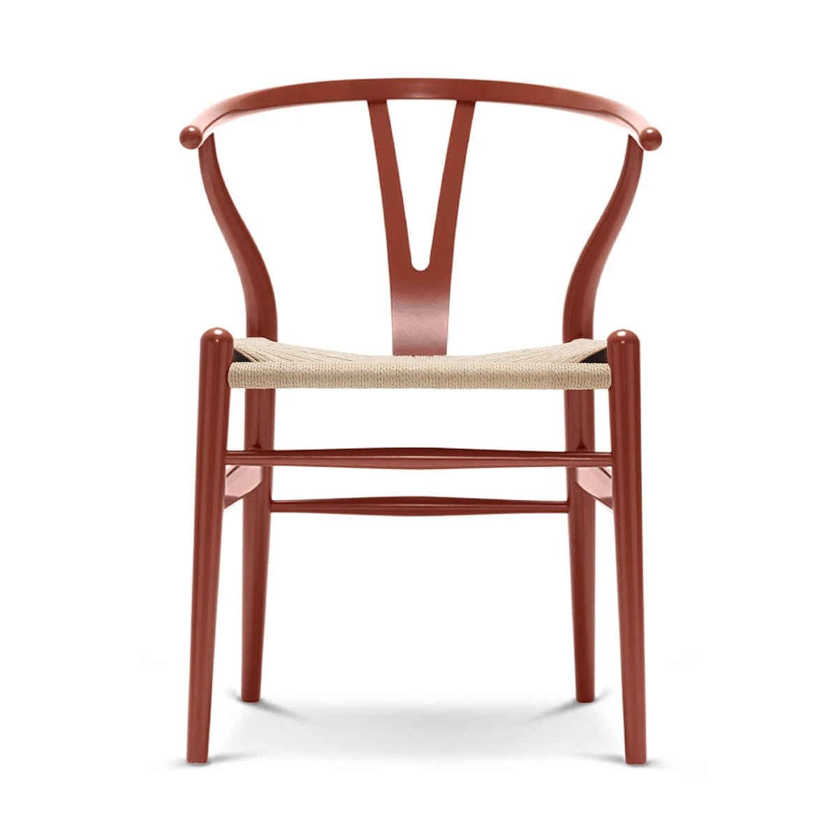 CH24 Wishbone Chair Beech Soft Paint Red Brown Natural Paper Cord - view 1