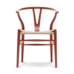 CH24 Wishbone Chair Beech Soft Paint Red Brown Natural Paper Cord - view 1
