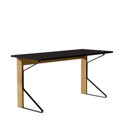 Reb005 kaari desk 150 x 65 x 75 HPL black high gloss-natural oak - view 1