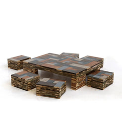 Waste Coffeecube with 6 Stools in Scrapwood - view 1