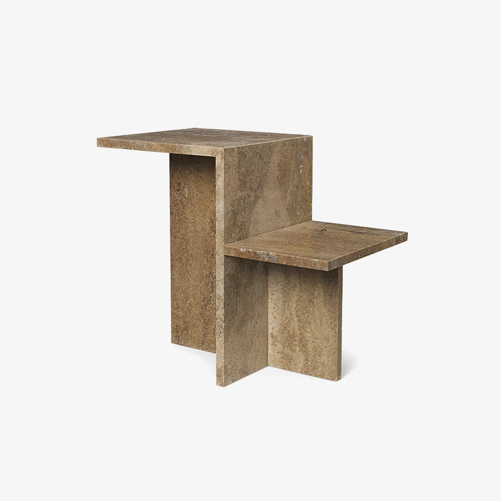 Distinct Side Table Dark Brown Travertine - view 1