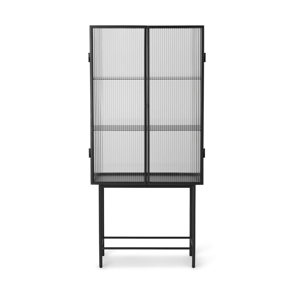 Haze Vitrine Reeded Glass Cabinet Black - view 1