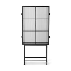 Haze Vitrine Reeded Glass Cabinet Black - view 1