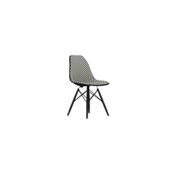 Eames Plastic Chair, Dowel Base - Checker Black / White - view 1