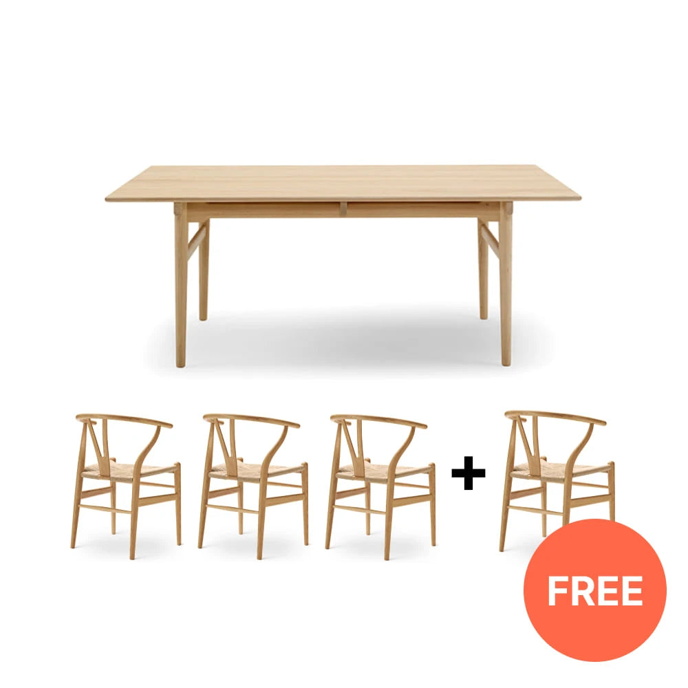 CH327 Dining Table + CH24 Oak-Oil Chair - view 1