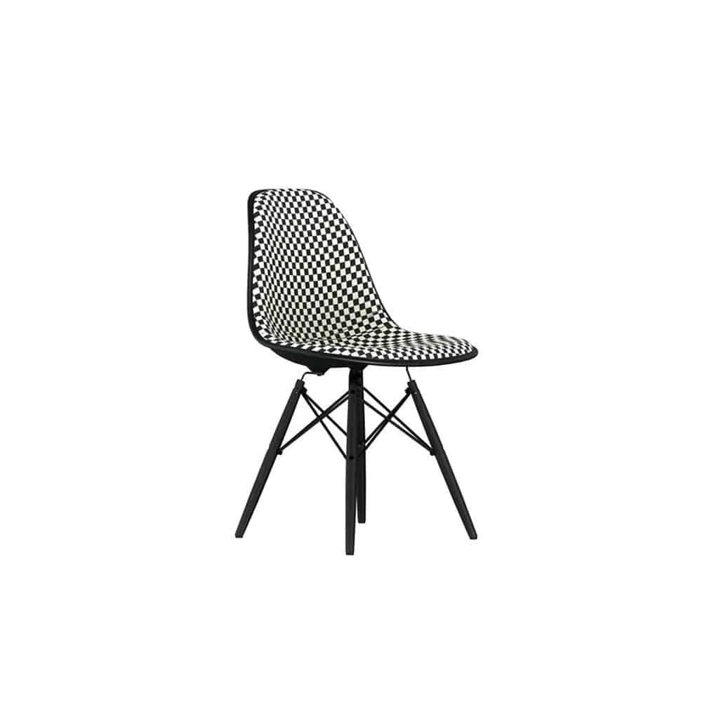 Eames Plastic Chair, Dowel Base (Checker Black/White) - view 1