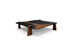 Black Stone and Wood Tea Table - view 1