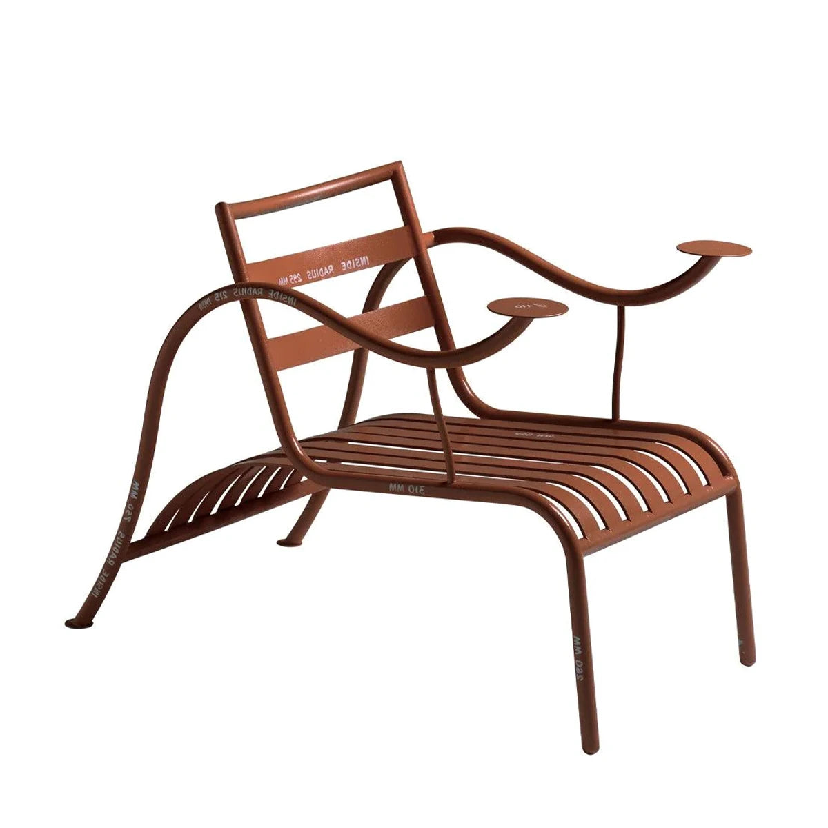 Thinking Man's Chair terracotta with writings - view 1