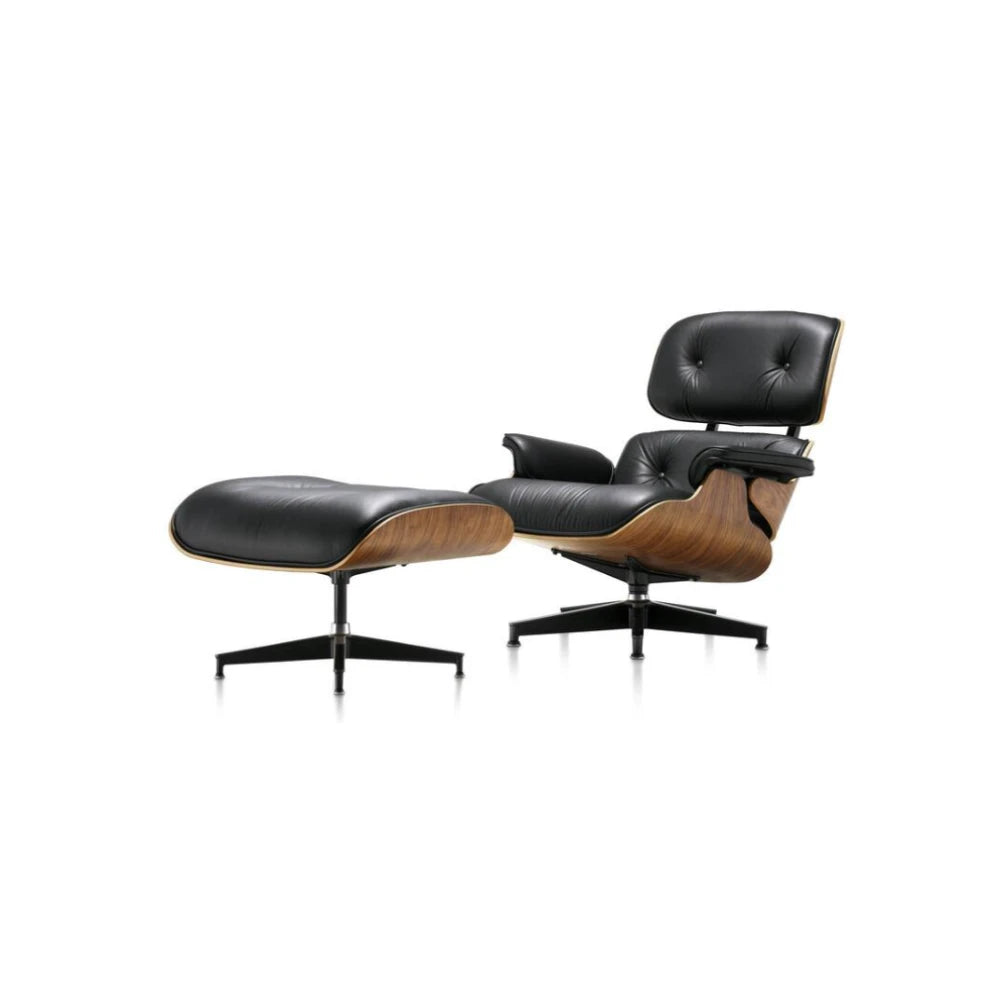 Eames Lounge Chair & Ottoman - Black Leather / Walnut Frame - view 1