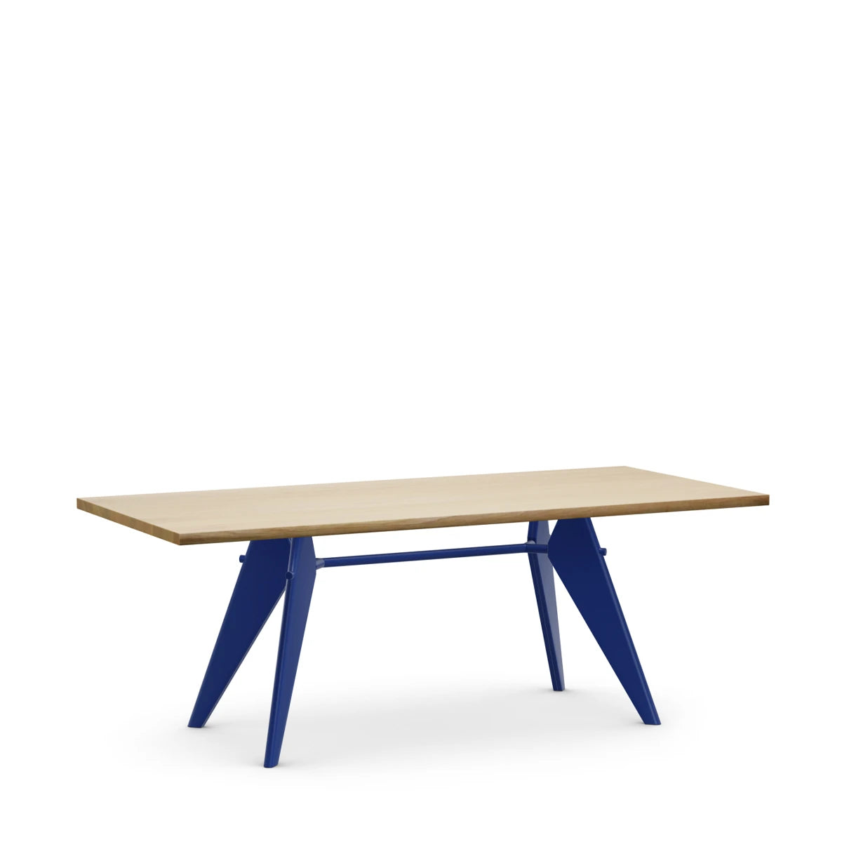 EM Table 200 x 90 Natural Solid Oak-Prouvé Bleu Marcoule Smooth - view 1