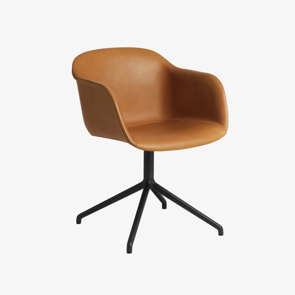 Fiber Armchair Swivel with Return - Cognac/Black - view 1