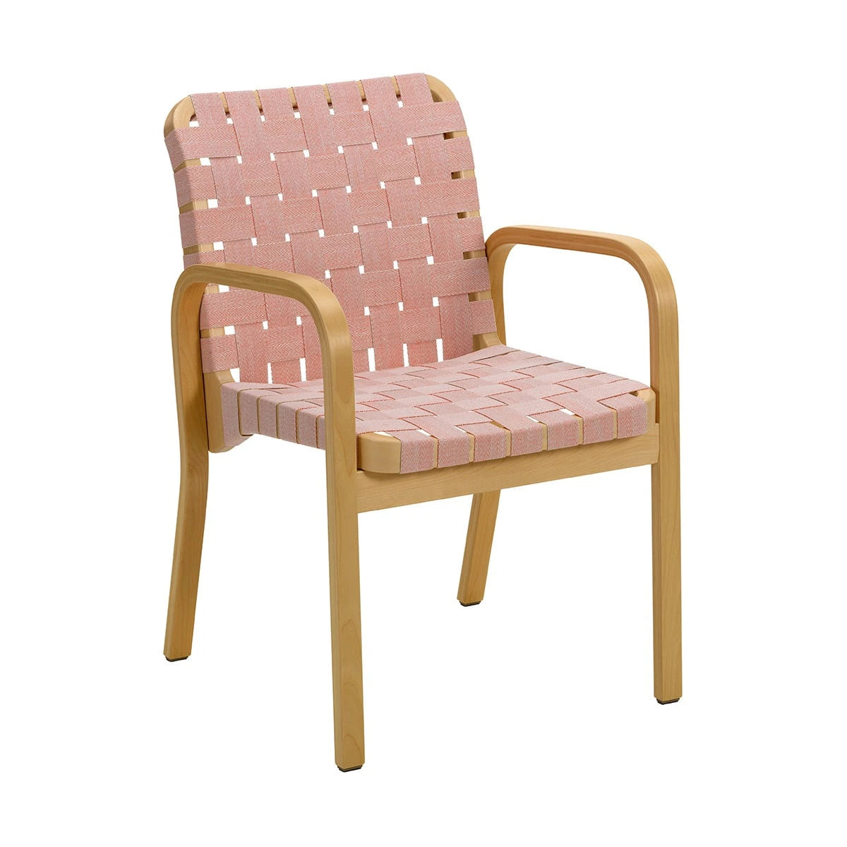 Armchair 45 Honey Stained Natural Linen Webbing Natural-Red - view 1