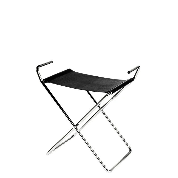 X-sit Black Leather Chromed Stool Folding Chair - view 1