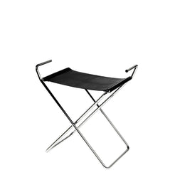 X-sit Black Leather Chromed Stool Folding Chair - view 1