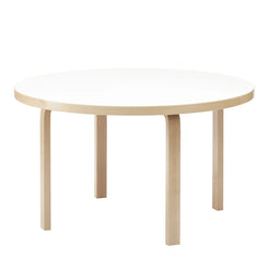 Aalto Table 91 Ø125- 2 Heights White-Birch - view 1