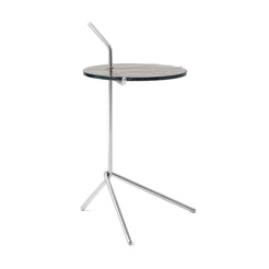 Halten Side Table SH9 Smoked Cast Glass-Polished Stainless Steel - view 1