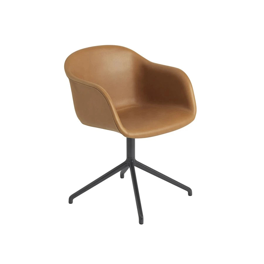 Fiber Armchair Swivel Black/Refine Leather Cognac - view 1