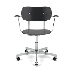 Co Task Chair Veneer W armrests Black Oak - Polished aluminium - view 1