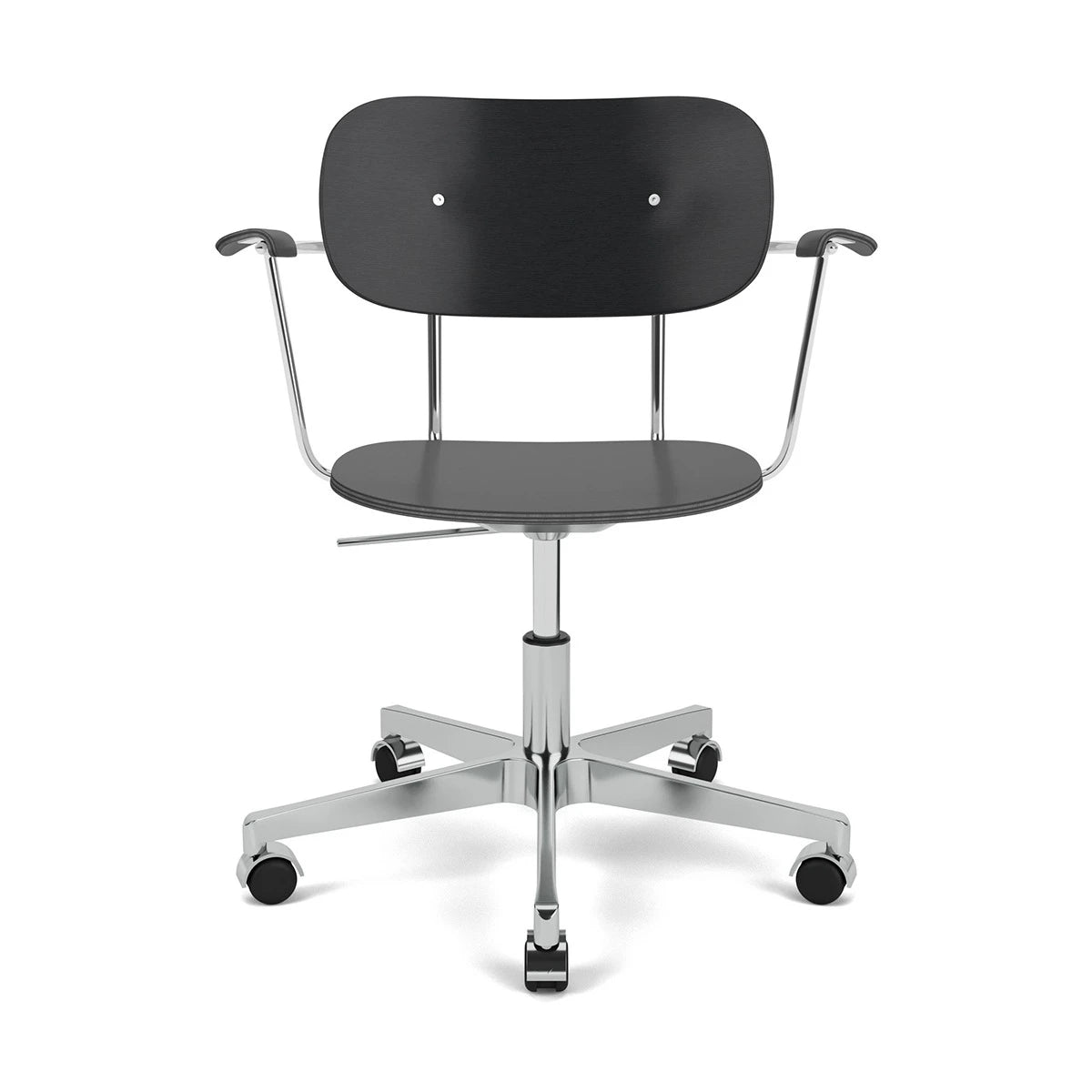 Co Task Chair Veneer W armrests Black Oak - Polished aluminium - view 1